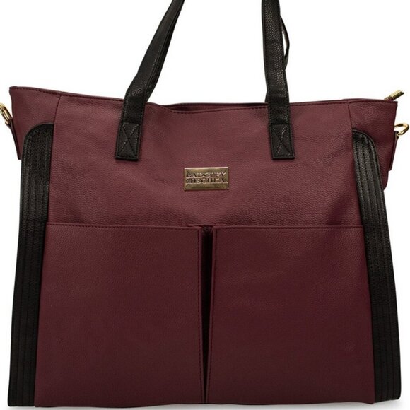 Badgley Mischka Rose Faux Leather XL Travel Weekender Tote Bag In Wine, NWT - Picture 5 of 5